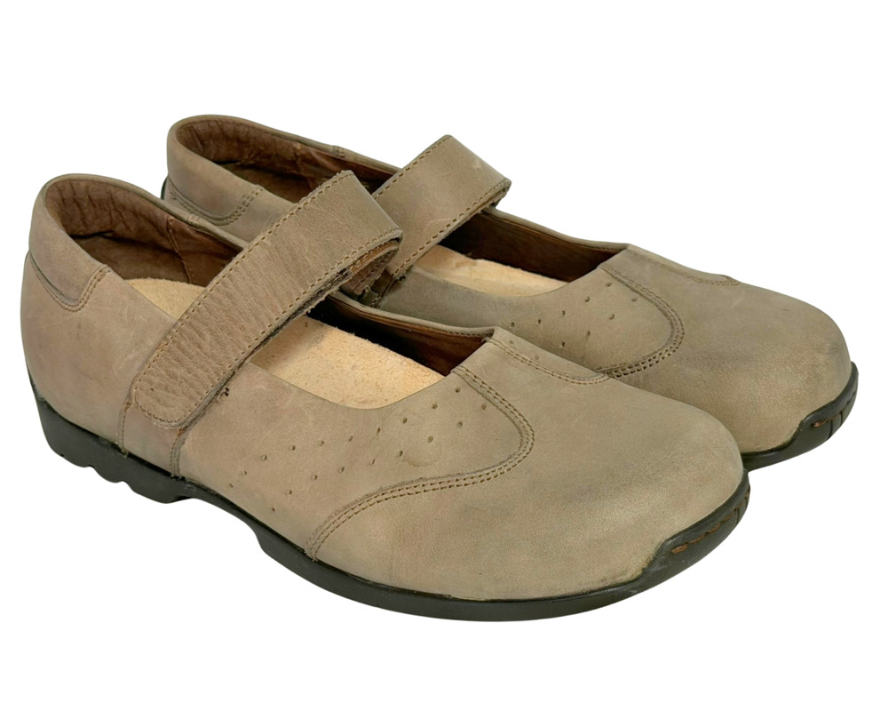 Footprints Sz 39 EU 8.5 US Mary Jane Flats Shoes Birkenstock Footbed Tan Suede